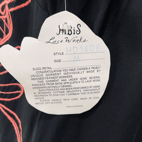Hibis Lace Works Black Handkerchief Hem Top M Boho Festival Embroidered Rayon - Picture 4 of 12
